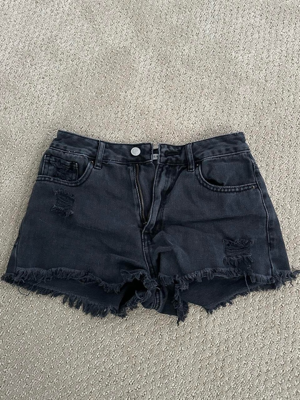 PacSun Black Frayed High-Rise Denim Shorts